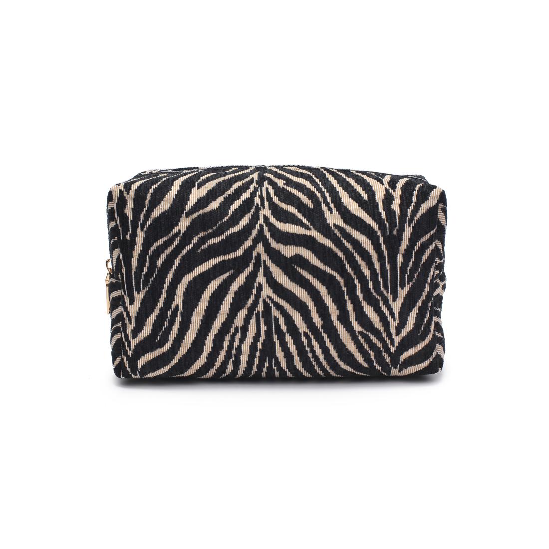 Urban Essentials Zebrini Cosmetic & Travel Organizer Pouch 840611197825 View 5 | Natural Black