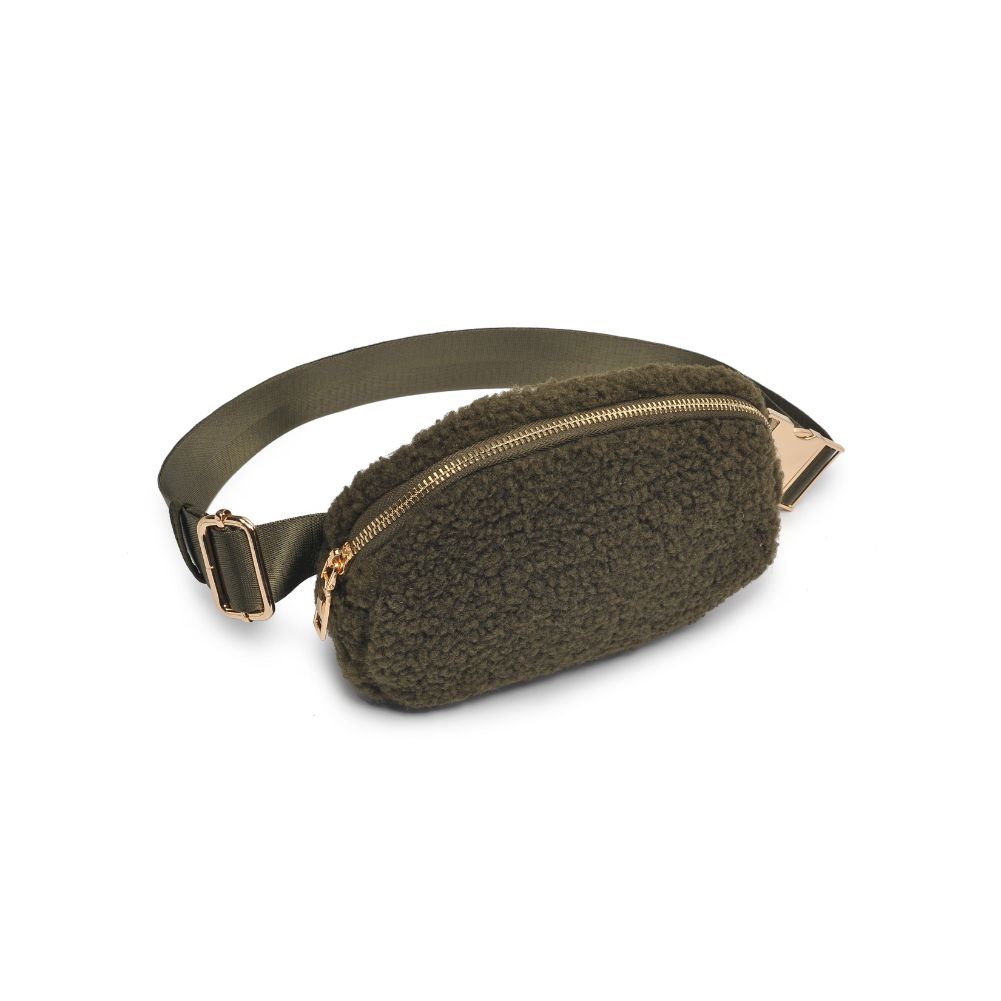 Woman wearing Olive Urban Expressions Santi Belt Bag 840611190482 View 6 | Olive