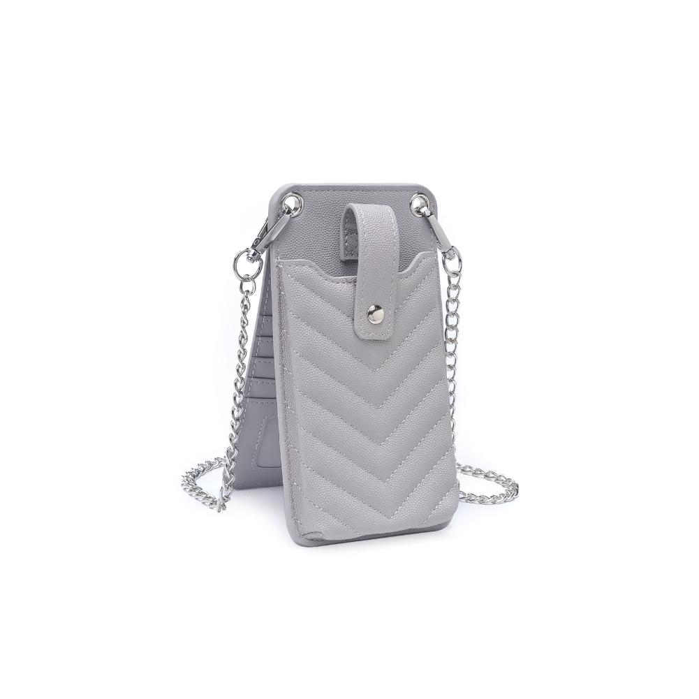 Woman wearing Dove Grey Urban Expressions Claire - Chevron Stitch Cell Phone Crossbody 840611190642 View 6 | Dove Grey