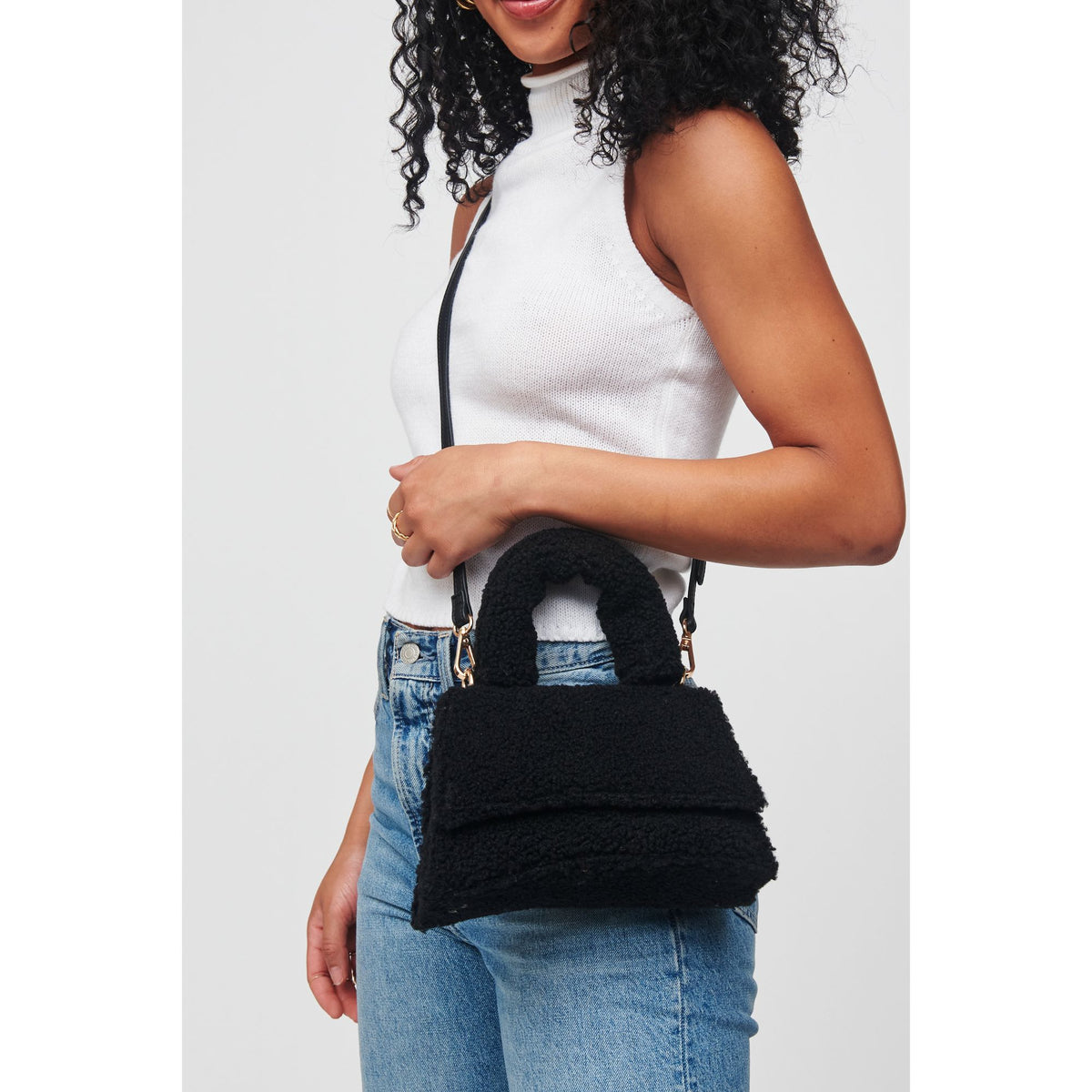 Woman wearing Black Urban Expressions Merino Top Handle 818209012287 View 1 | Black