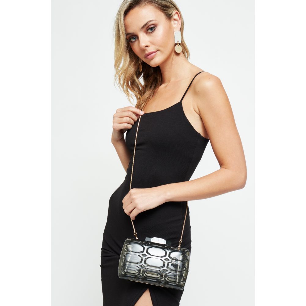 Woman wearing Smoke Urban Expressions Rexha Evening Bag 840611171634 View 1 | Smoke