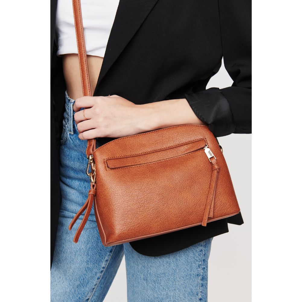 Woman wearing Tan Urban Expressions Jayce Crossbody 840611104571 View 4 | Tan