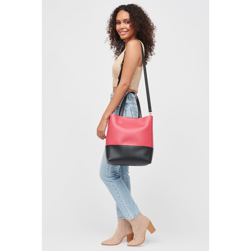 Woman wearing Fuchsia Urban Expressions Marlin Tote 840611144713 View 3 | Fuchsia