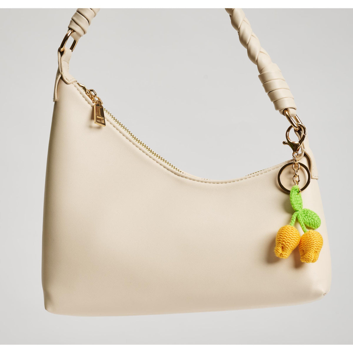 Woman wearing Lemon Urban Expressions Limoncello Keychain Charm 840611150592 View 2 | Lemon