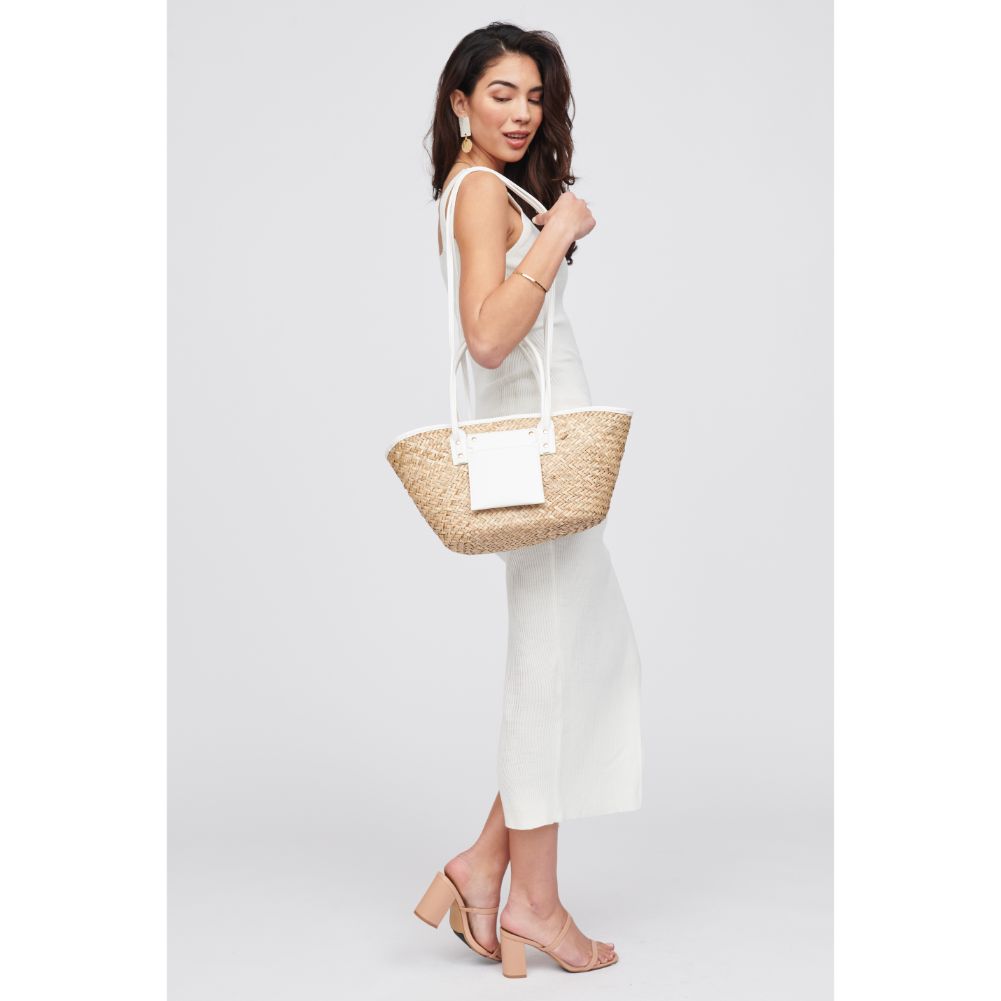 Woman wearing White Urban Expressions Wellesley Tote 818209015646 View 3 | White
