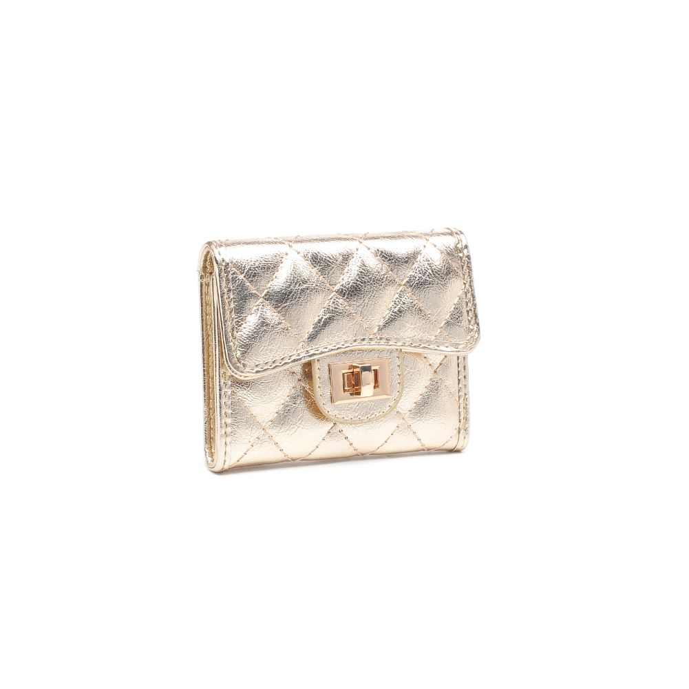 Woman wearing Gold Urban Expressions Shantel - Quilted Wallet 840611104779 View 6 | Gold
