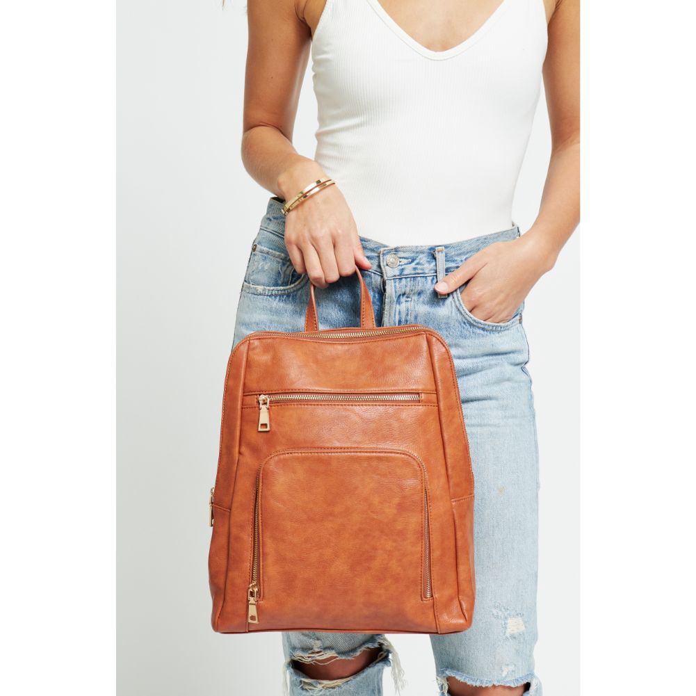 Woman wearing Tan Urban Expressions Gramercy Backpack 840611178664 View 2 | Tan