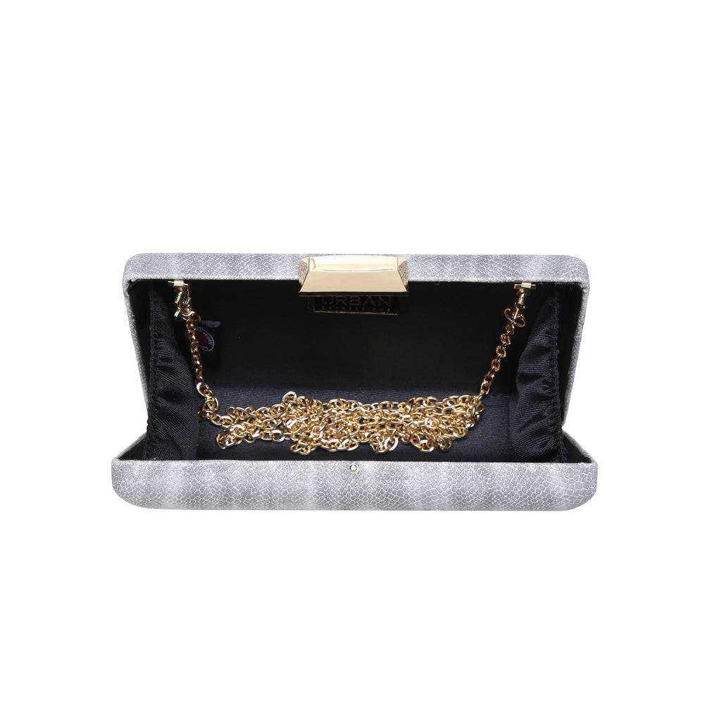 Product Image of Urban Expressions Flora Metallic Snake Evening Bag NA-840611157034 View 4 | Silver