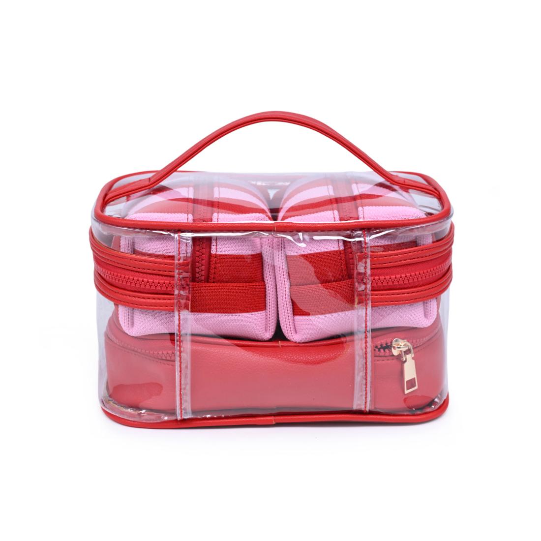 Urban Essentials Essential Stripes - 4 Piece Train Case Set 840504215667 View 7 | Red Pink