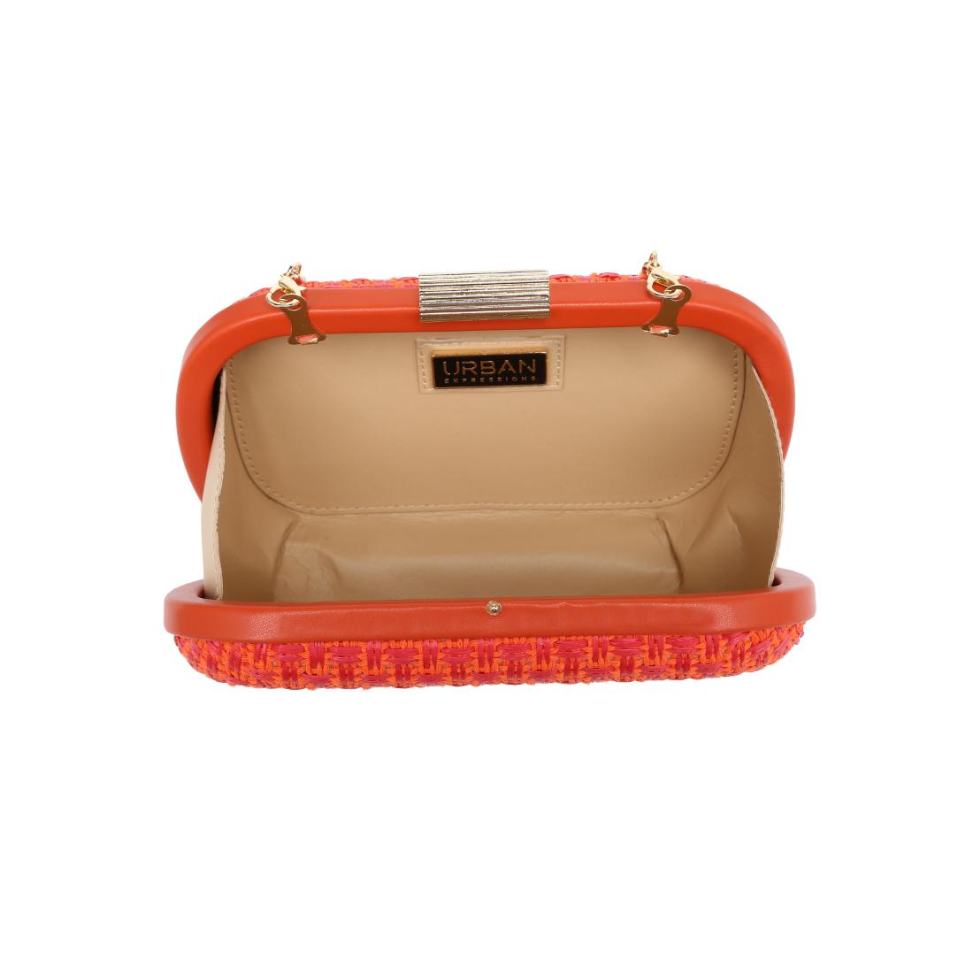 Woman wearing Coral Urban Expressions Cove Evening Bag 840504208324 View 9 | Coral