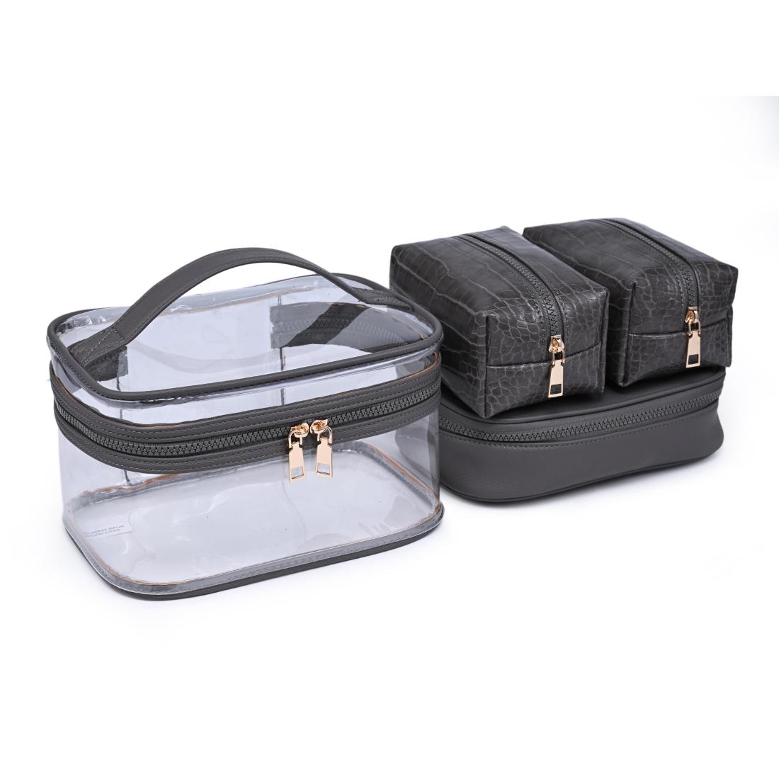 Woman wearing Dark Grey Urban Essentials Croc Chic - 4 Piece Train Case Set 840504215742 View 2 | Dark Grey