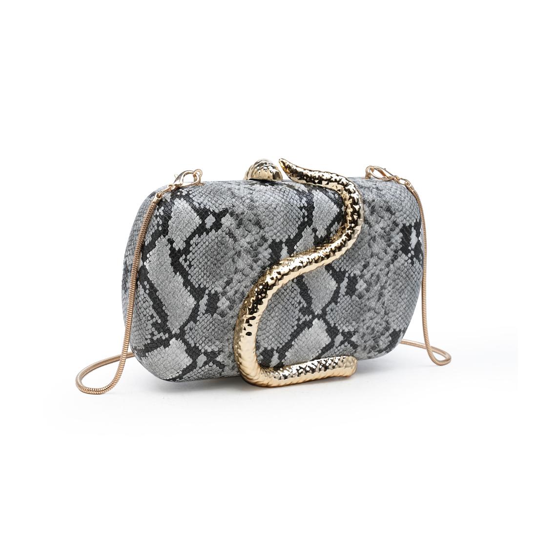 Urban Expressions Reputation-Snake Evening Bag 840504213007 View 2 | Black White