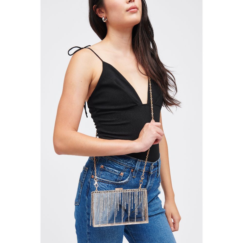 Woman wearing Clear Urban Expressions Jazzy Minaudiere 840611184962 View 1 | Clear