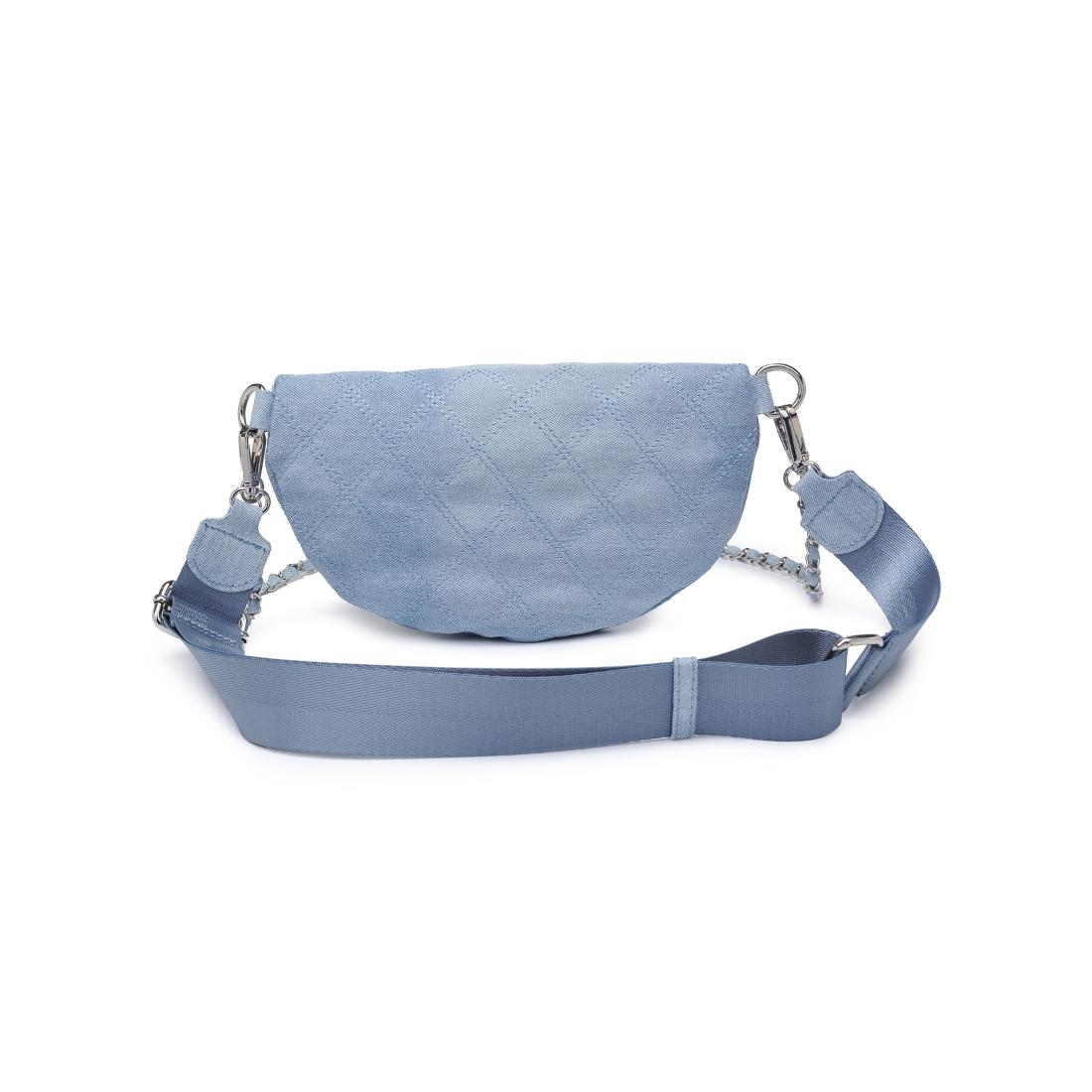 Woman wearing Blue Urban Expressions Lachlan - Quilted Belt Bag 840504200243 View 7 | Blue