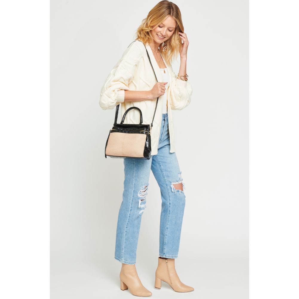 Woman wearing Black Beige Urban Expressions Piper Satchel 840611153913 View 4 | Black Beige