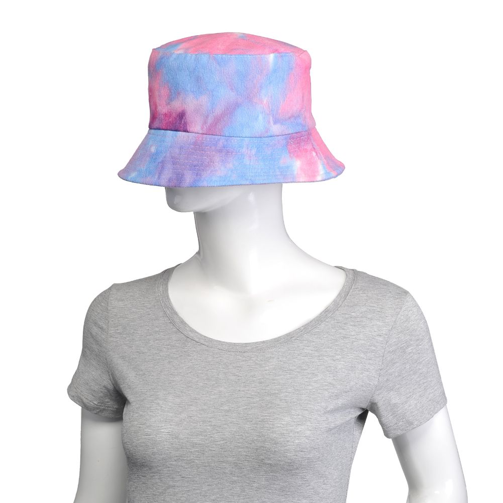 Product Image of Urban Expressions Tie Dye Bucket Hat Bucket Hat 840611182210 View 5 | Blue Pink