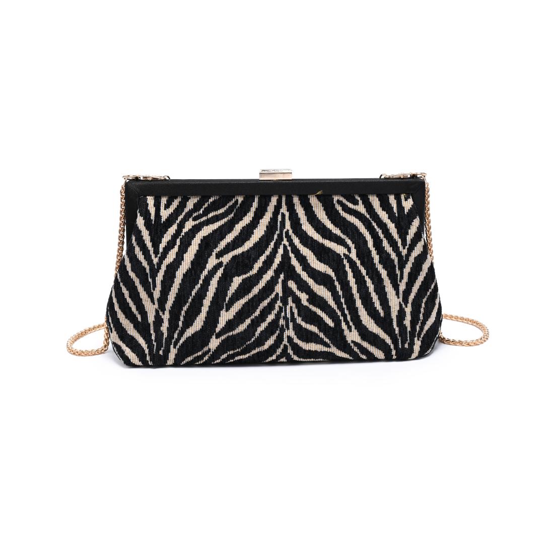 Urban Expressions Samira - Zebra Evening Bag 840504214479 View 3 | Natural Black