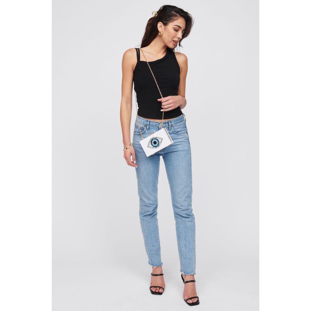 Woman wearing White Urban Expressions Clarissa Minaudiere 818209015943 View 3 | White