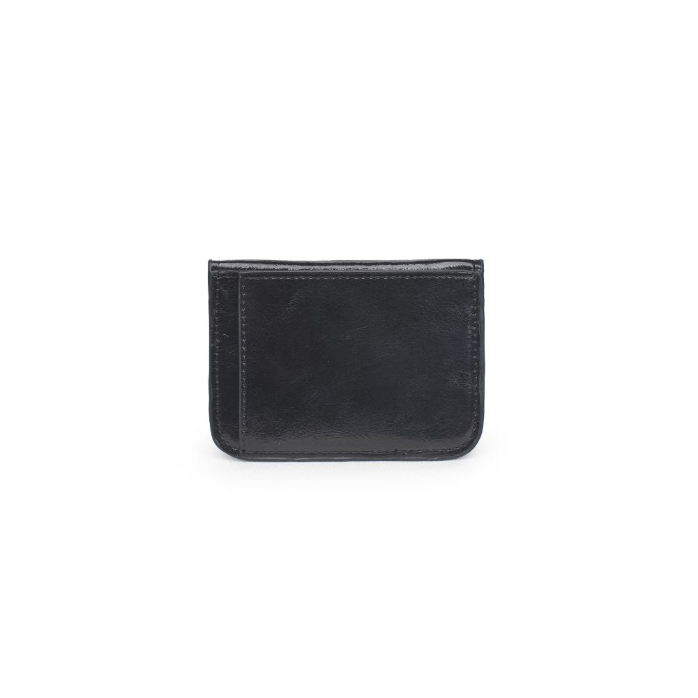 Woman wearing Black Urban Expressions Fifi Metallic Card Holder 840611119414 View 7 | Black
