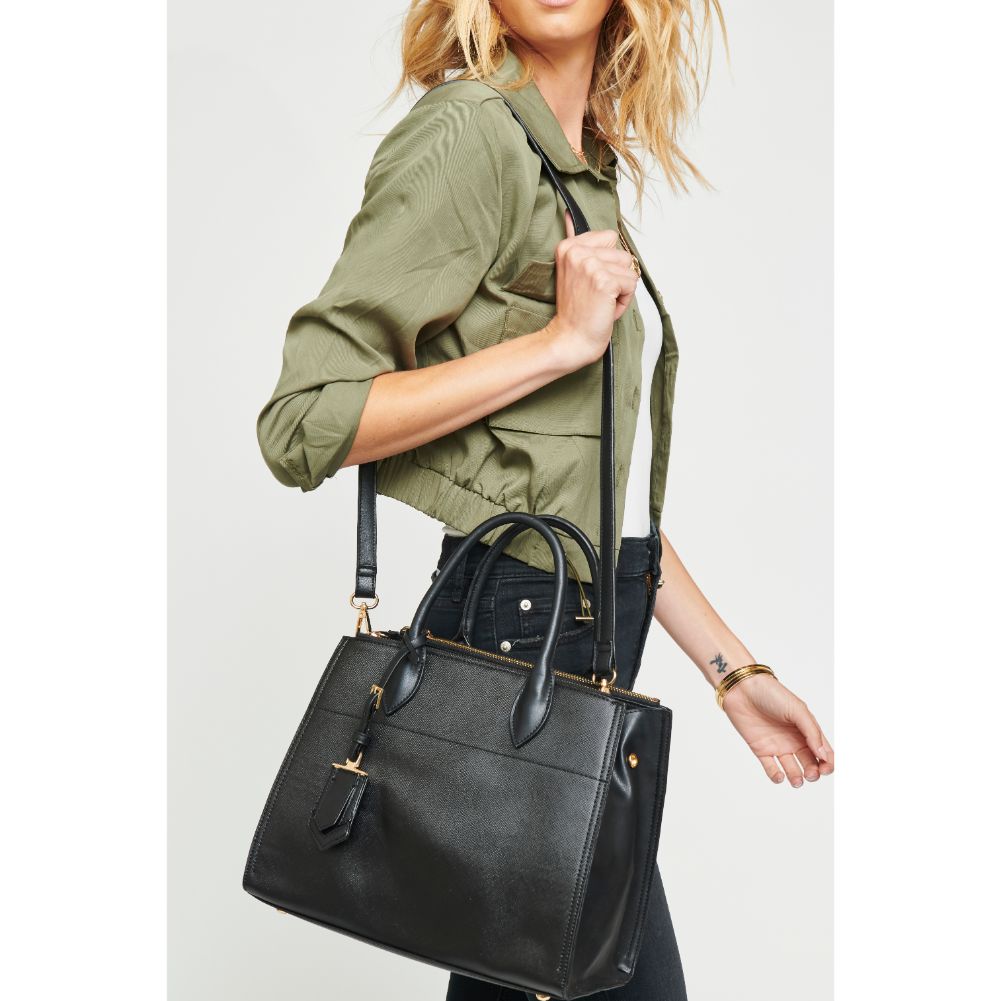Woman wearing Black Urban Expressions Cooper Satchel NA-840611153548 View 1 | Black