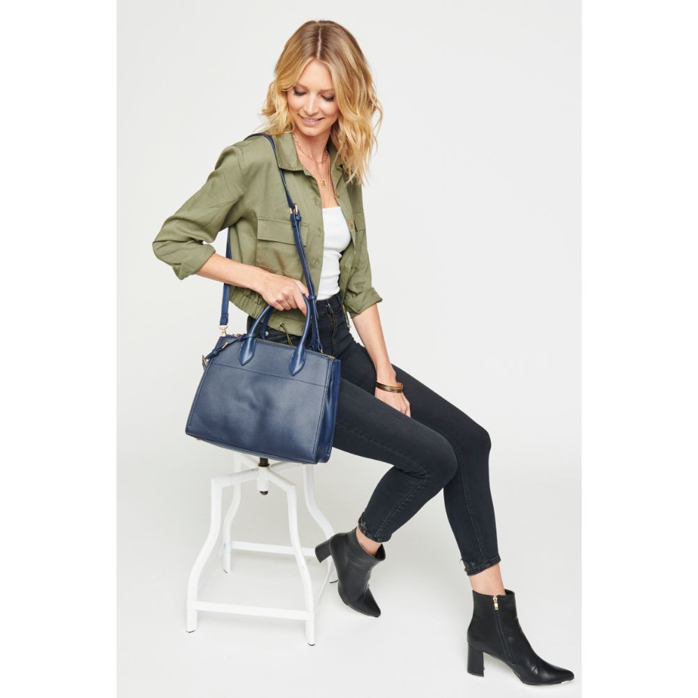 Woman wearing Navy Urban Expressions Cooper Satchel NA-840611153579 View 2 | Navy