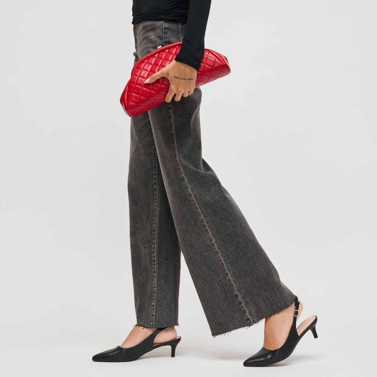 Woman wearing Red Urban Expressions Ava - Quilted Clutch 840504200687 View 4 | Red