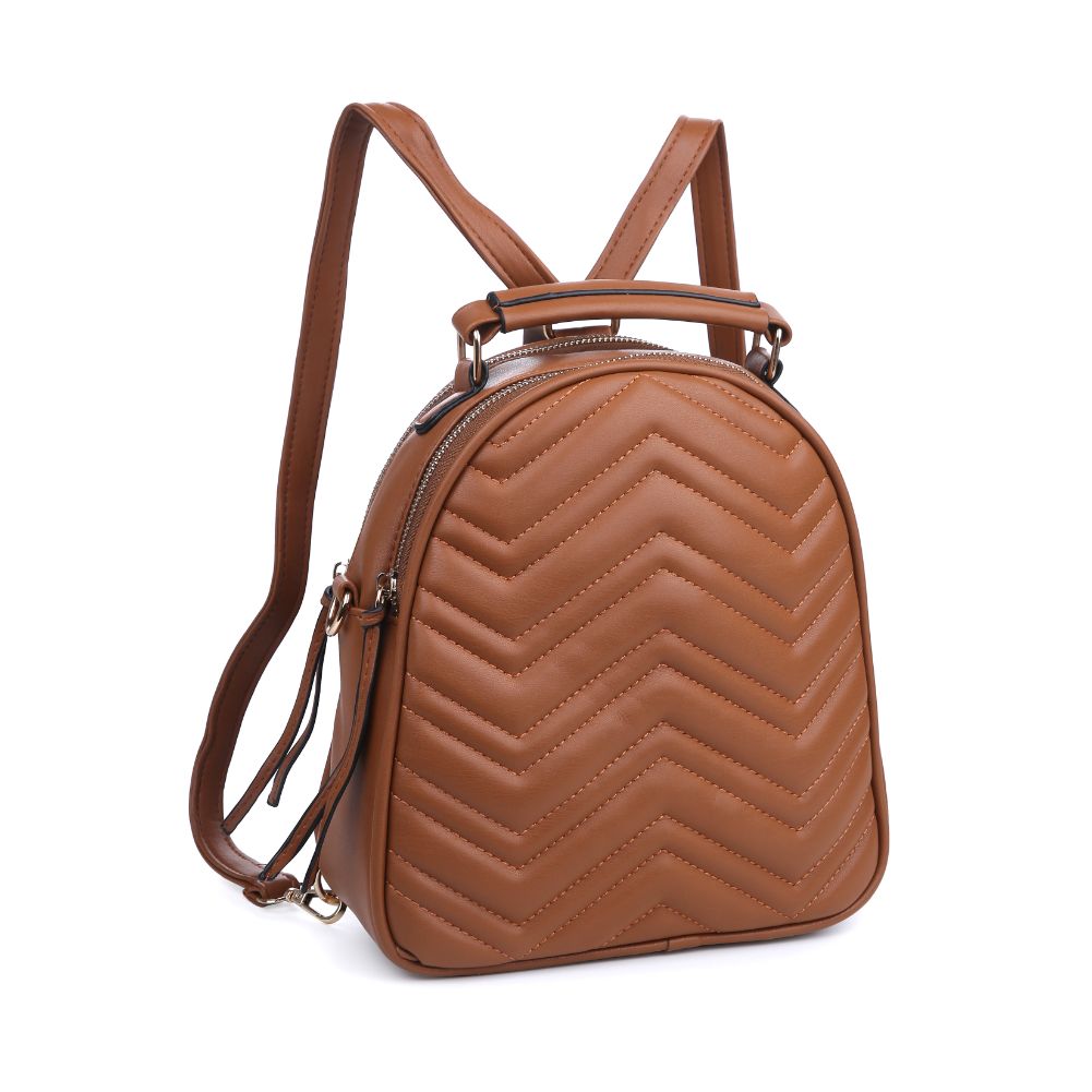 Product Image of Urban Expressions Constance V Stitch Double Zip Backpack 840611168634 View 2 | Tan