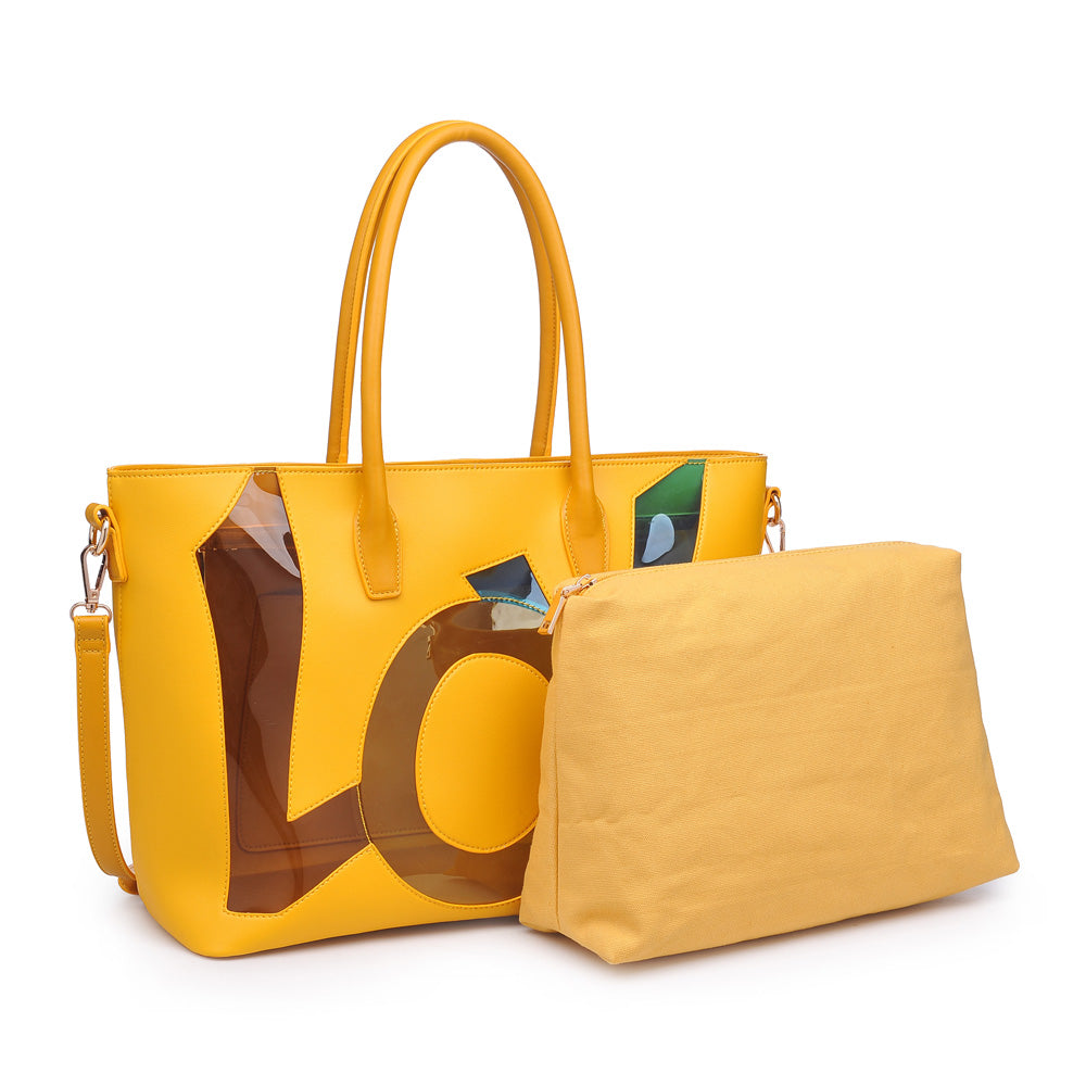Woman wearing Yellow Urban Expressions Love Tote 840611160713 View 2 | Yellow