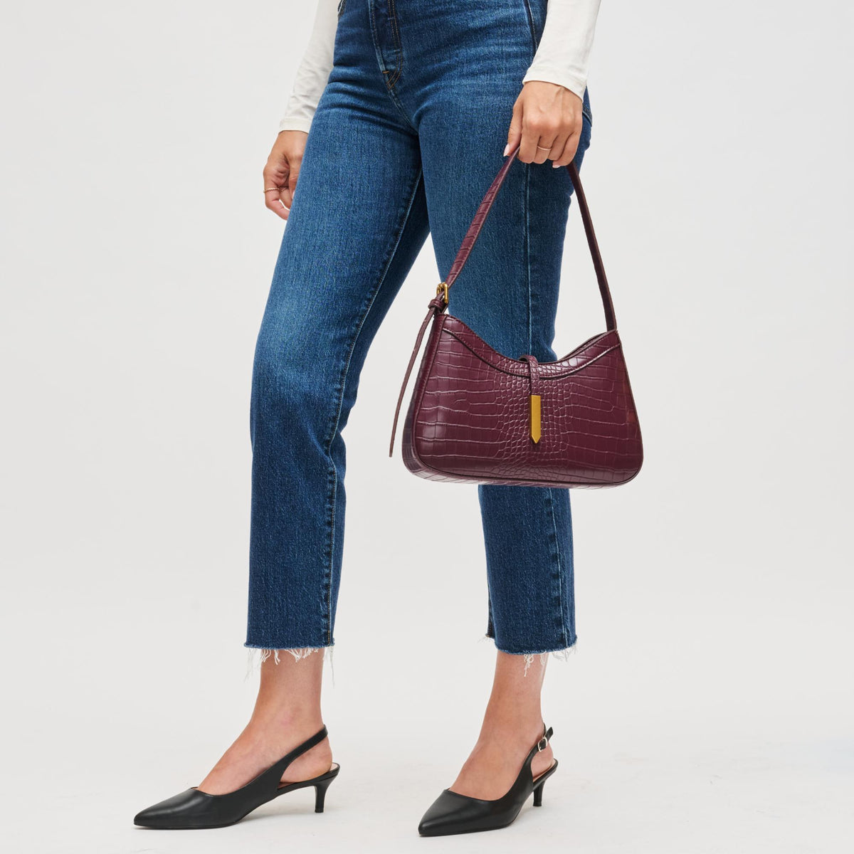 Woman wearing Wine Urban Expressions Judith Shoulder Bag 840611199676 View 2 | Wine