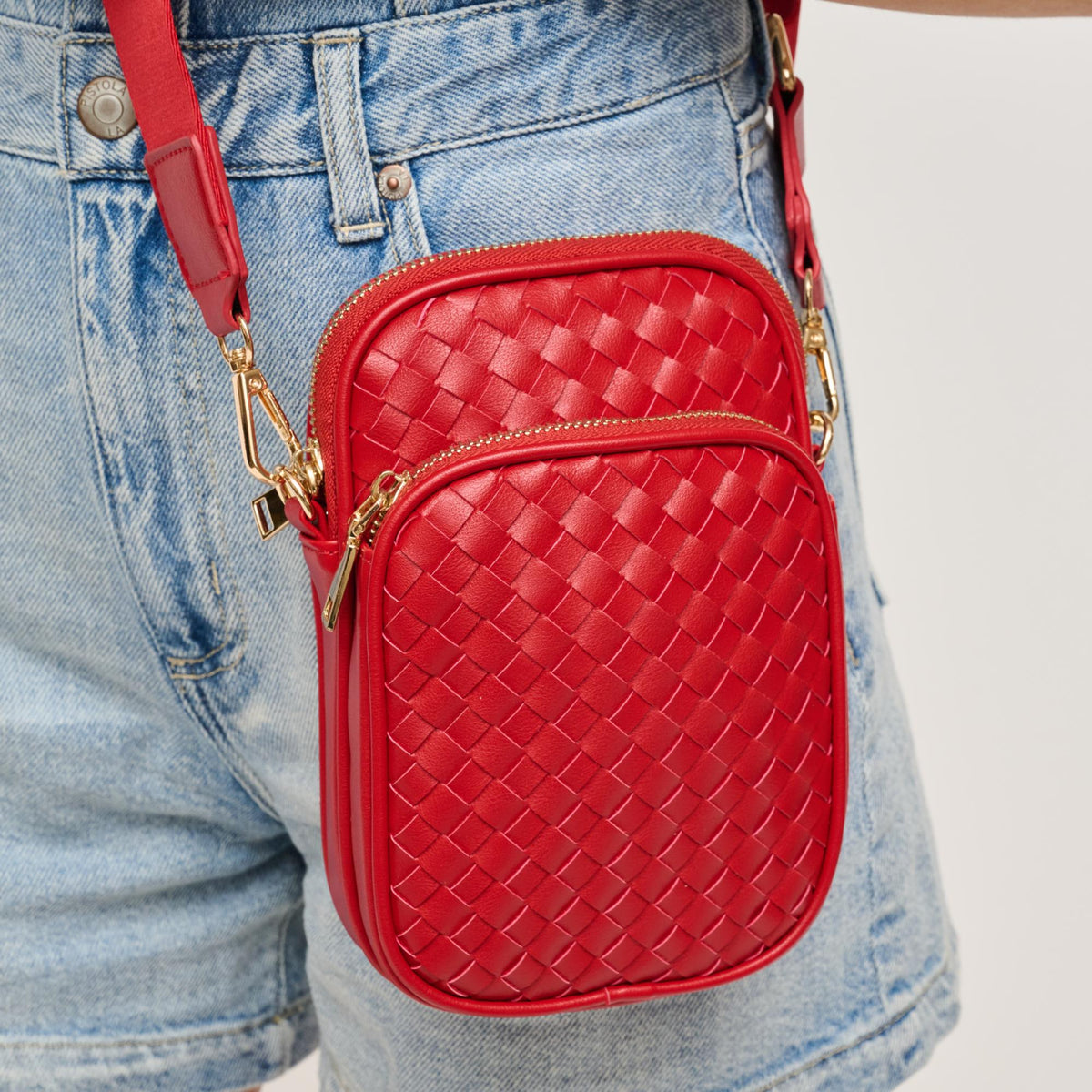 Woman wearing Red Urban Expressions Celeste Crossbody 840611147677 View 4 | Red