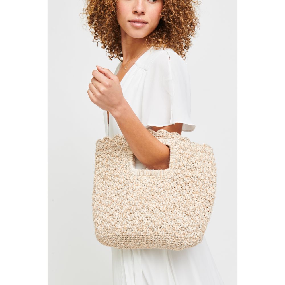 Woman wearing Oatmeal Urban Expressions Fiji Tote 840611182043 View 2 | Oatmeal