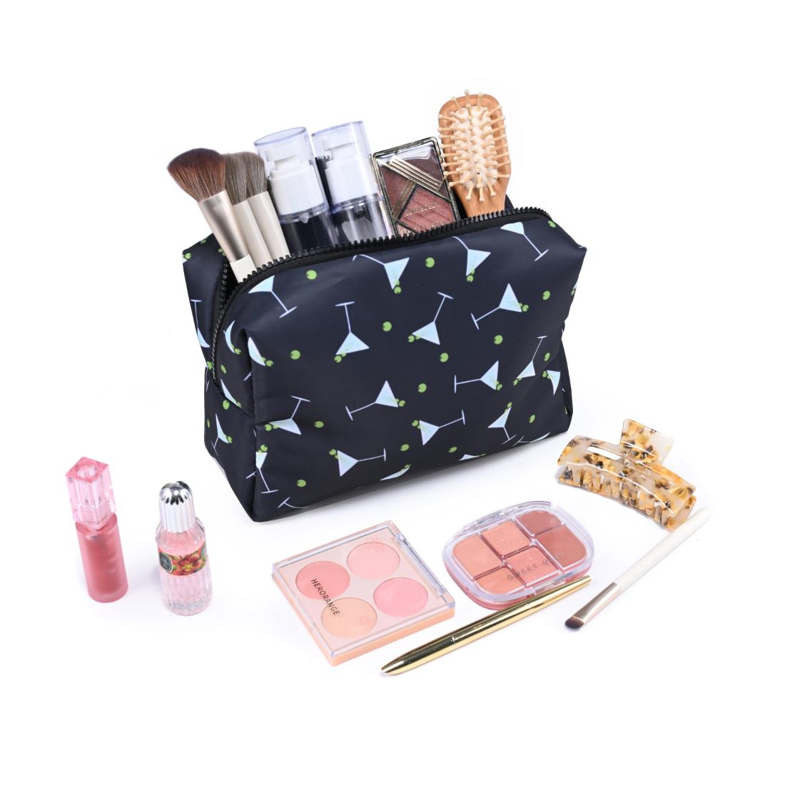 Woman wearing Black Urban Essentials Martini Moment Cosmetic & Travel Organizer Pouch 840504210112 View 1 | Black