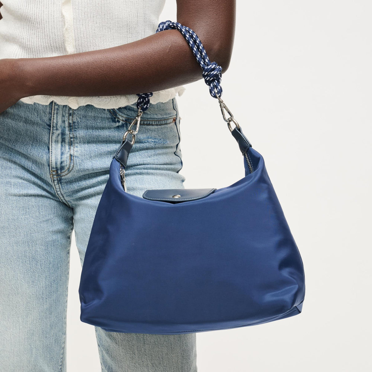 Woman wearing Navy Urban Expressions Nova Hobo 840504206085 View 1 | Navy