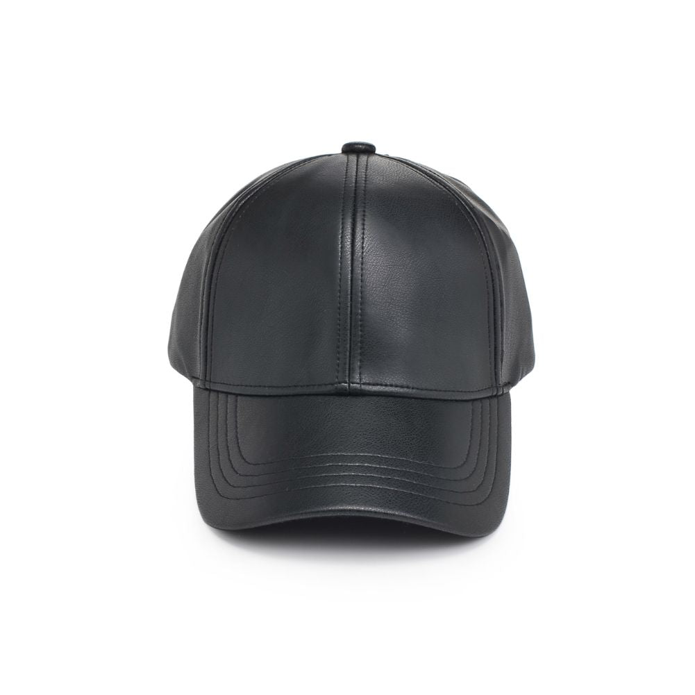 Product Image of Urban Expressions Vegan Leather Baseball Hat Baseball Cap 818209014748 View 6 | Black