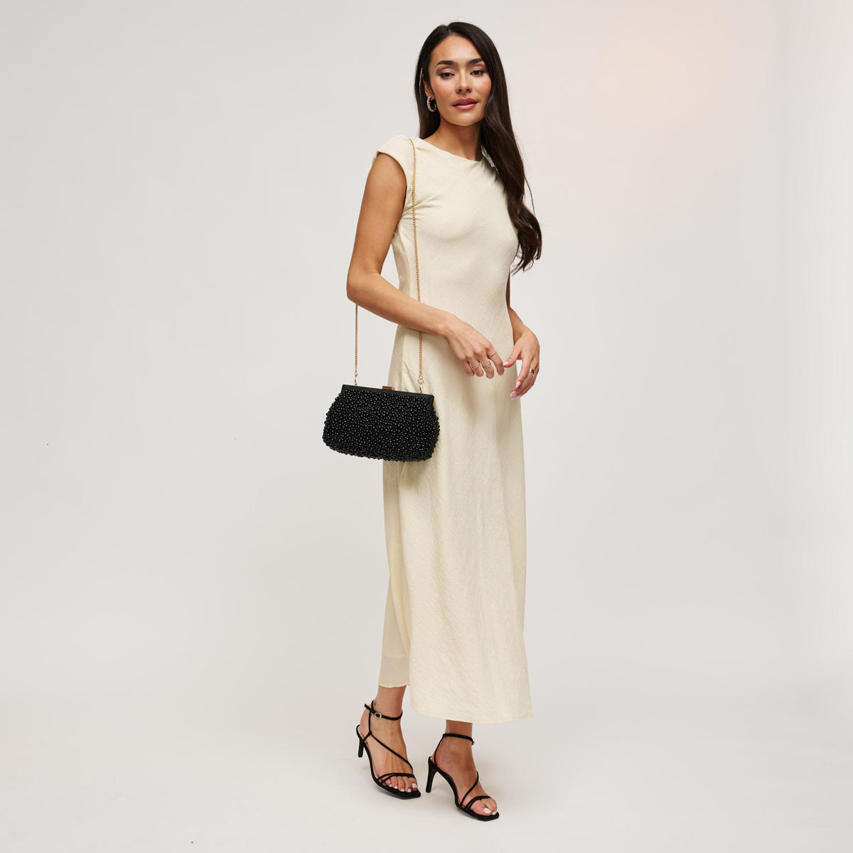 Woman wearing Black Urban Expressions Samira Evening Bag 840611136886 View 4 | Black