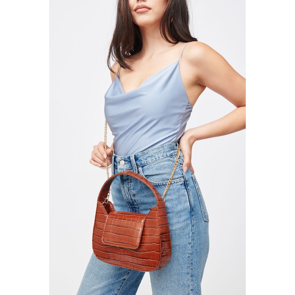 Woman wearing Chocolate Urban Expressions Esther Shoulder Bag 840611183477 View 2 | Chocolate