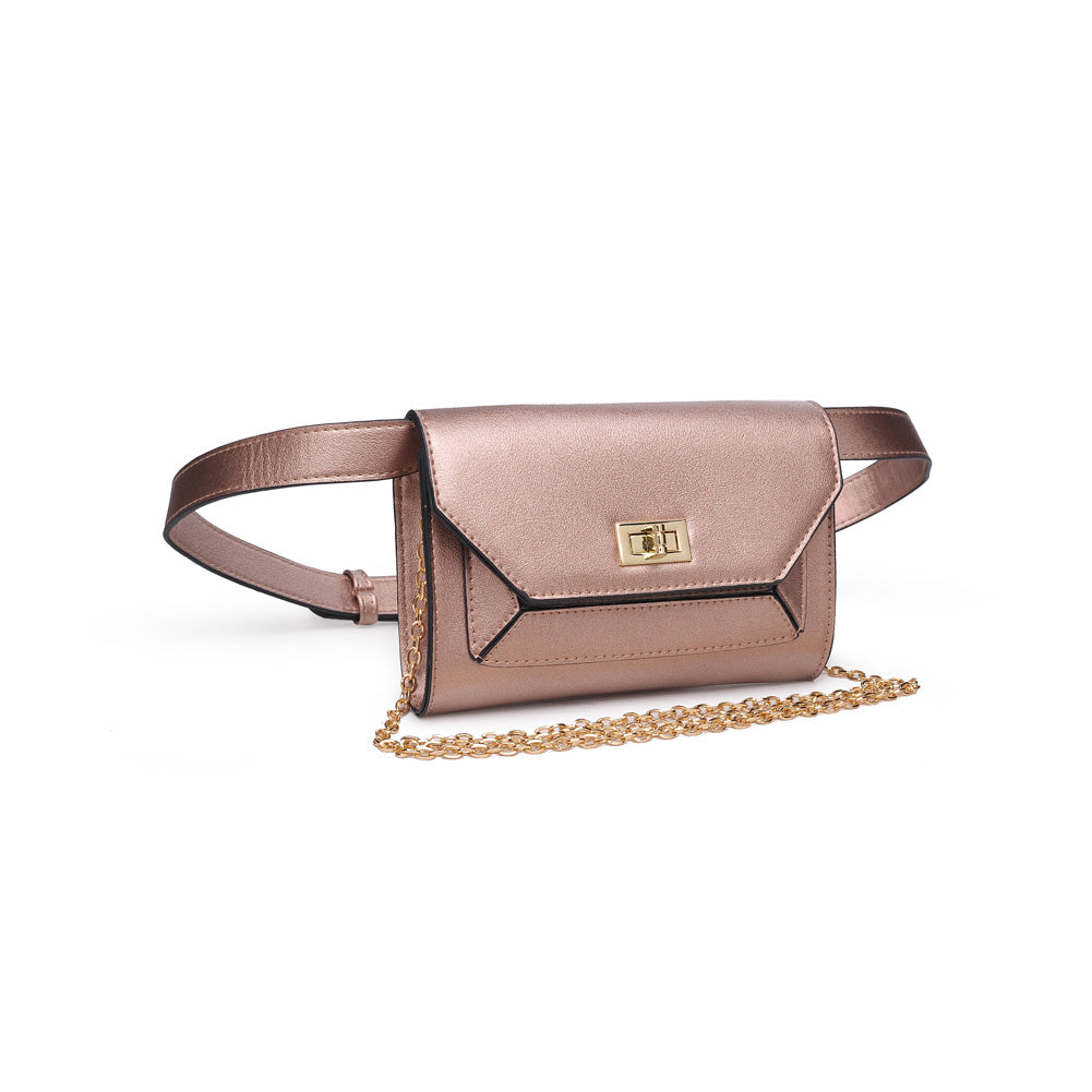 Woman wearing Rose Gold Urban Expressions Maggie Belt Bag NA-840611156426 View 6 | Rose Gold