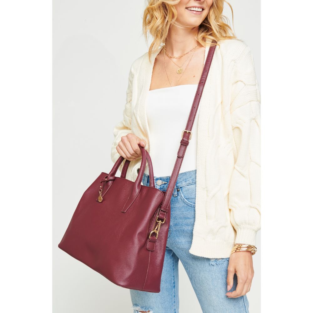 Woman wearing Burgundy Urban Expressions Chelsea Tote 840611154453 View 3 | Burgundy