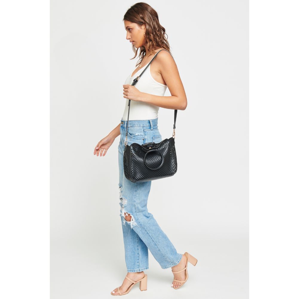 Woman wearing Black Urban Expressions Jaclyn Satchel 840611169624 View 4 | Black
