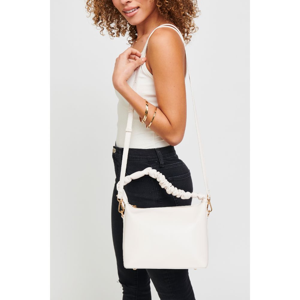 Woman wearing White Urban Expressions Maddie Crossbody 840611179326 View 1 | White