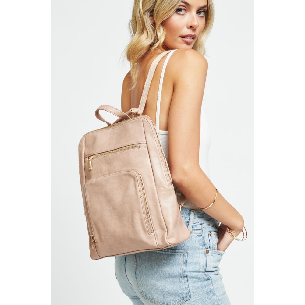 Woman wearing Almond Urban Expressions Gramercy Backpack 840611178671 View 2 | Almond