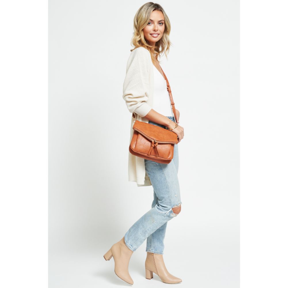 Woman wearing Tan Urban Expressions Erin Crossbody 840611178787 View 3 | Tan