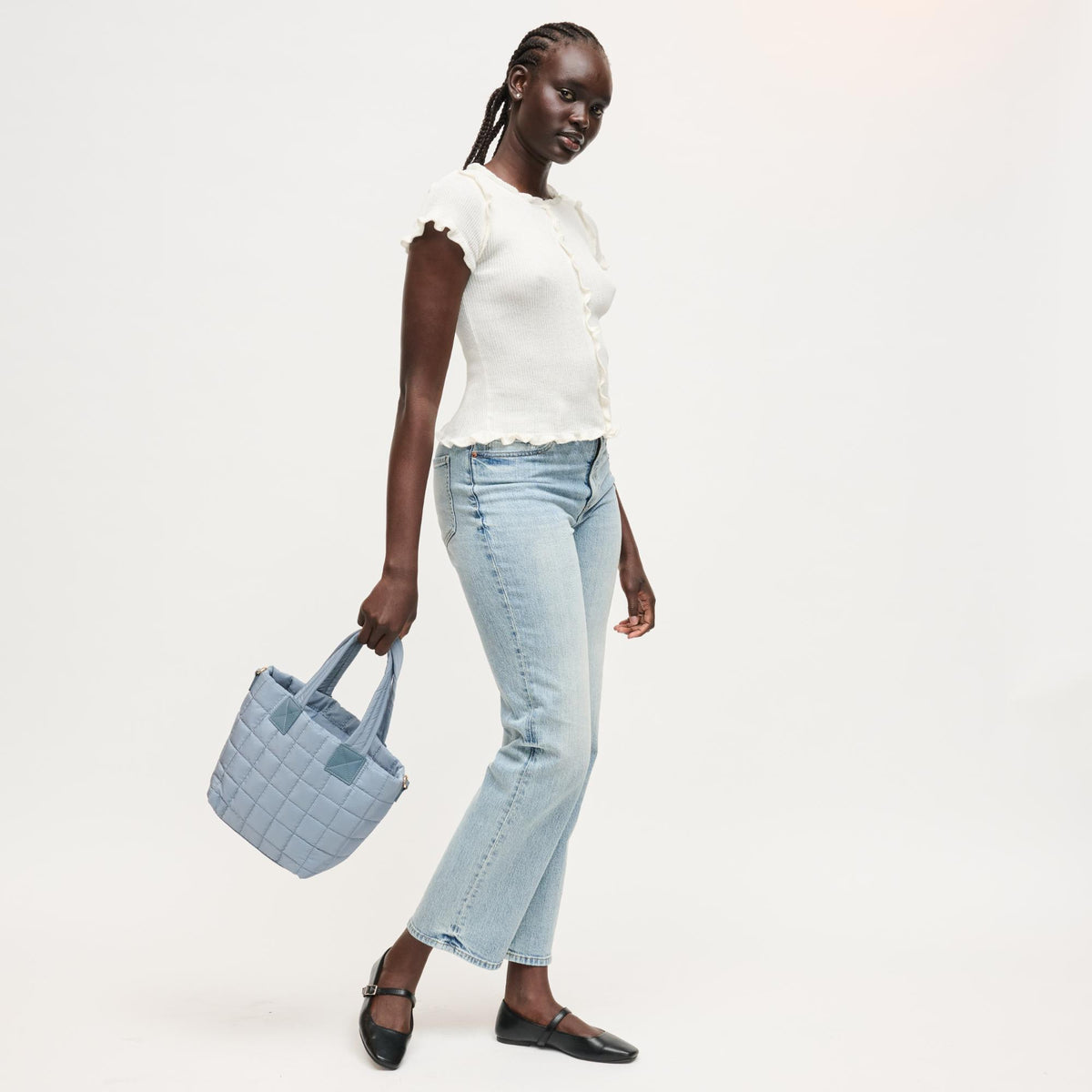 Woman wearing Denim Urban Expressions Lumina Tote 840504205996 View 4 | Denim