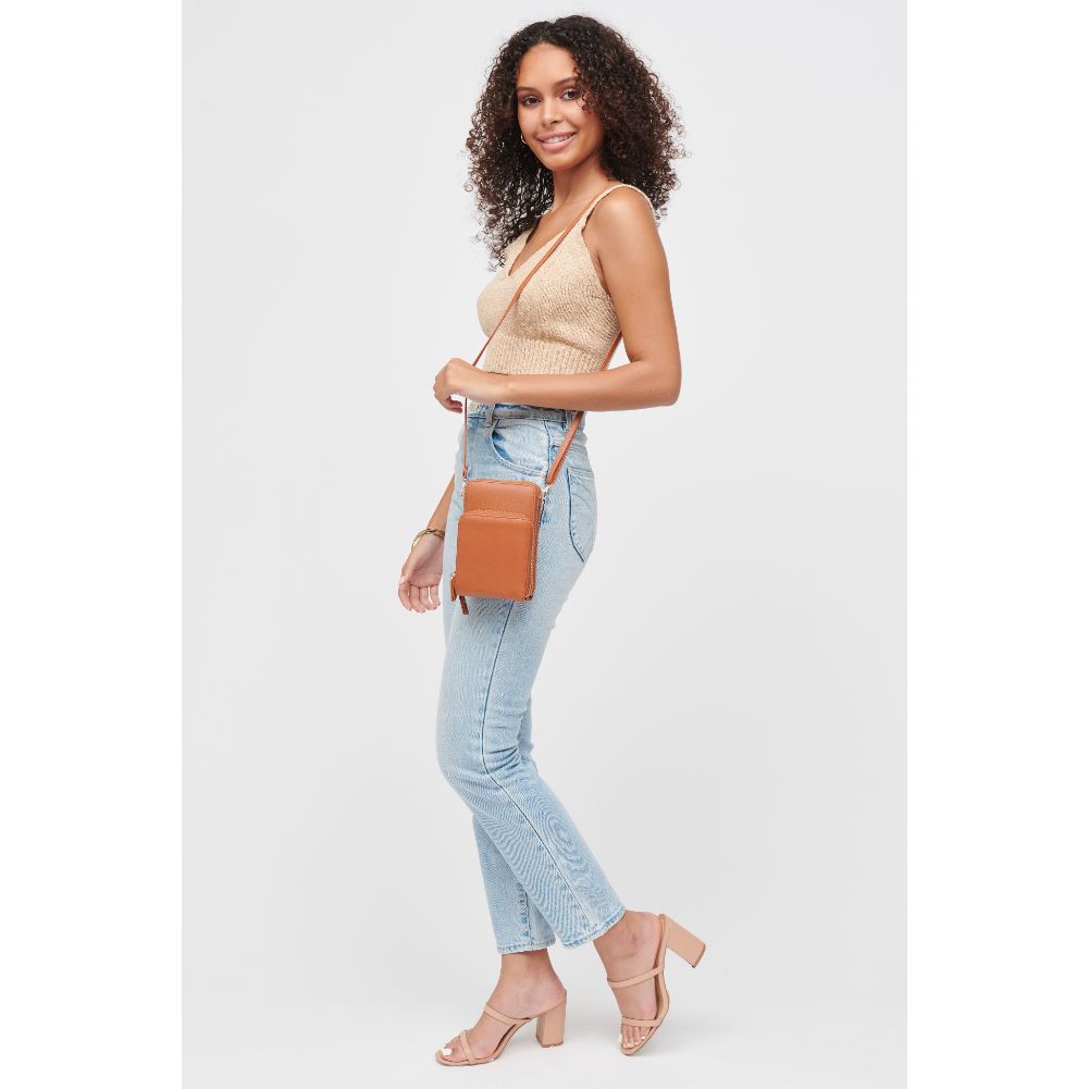 Woman wearing Tan Urban Expressions Jorgie Crossbody 840611182647 View 4 | Tan