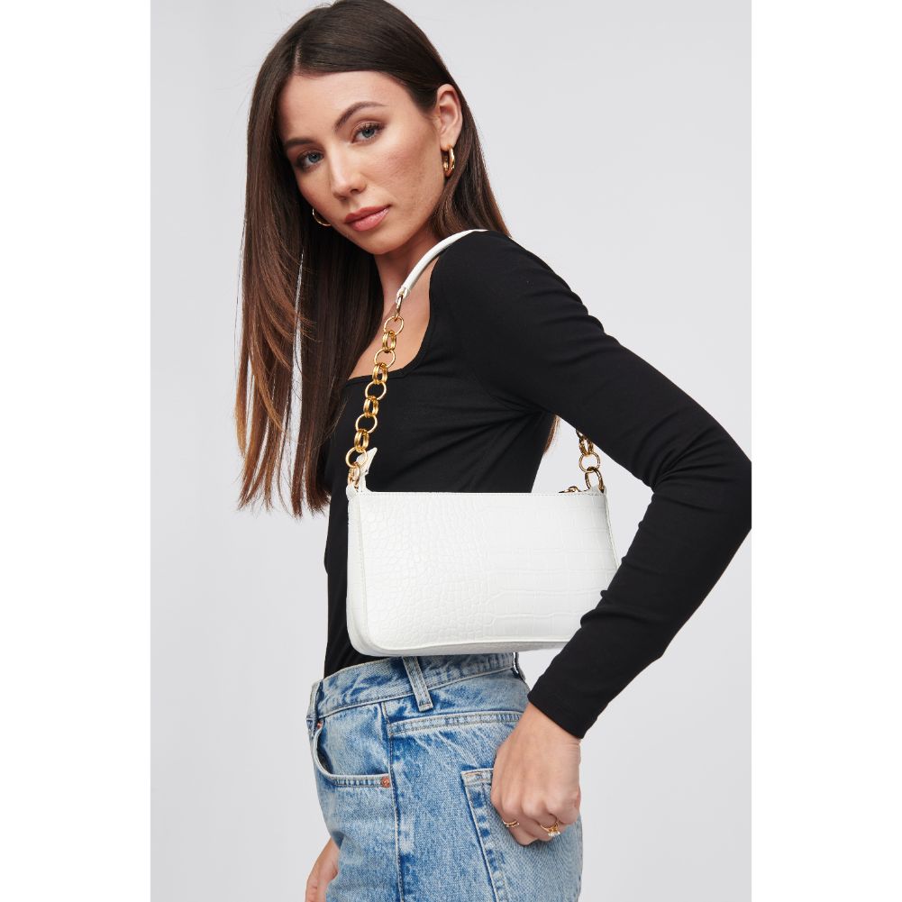 Woman wearing White Urban Expressions Aster Shoulder Bag 818209015479 View 2 | White