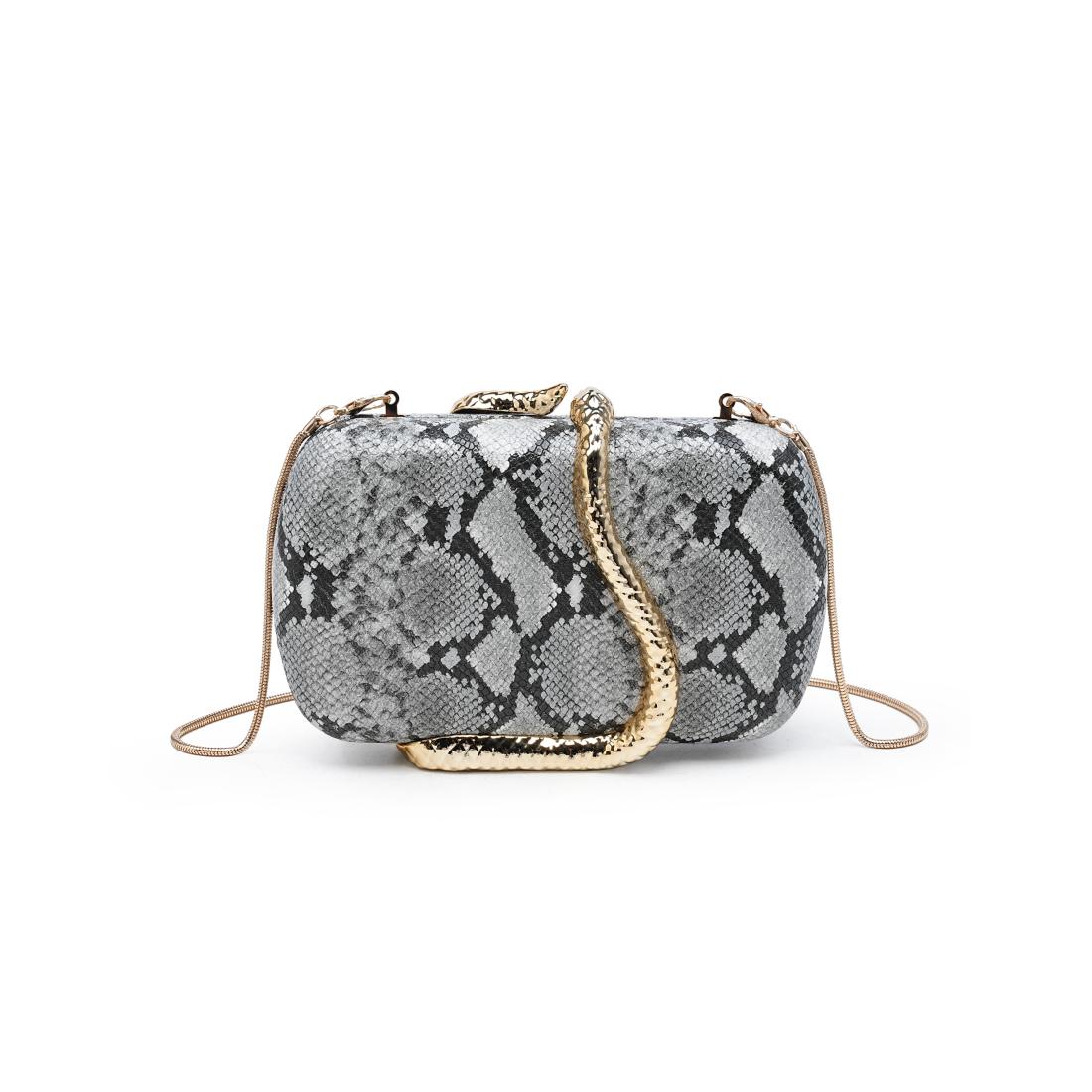 Urban Expressions Reputation-Snake Evening Bag 840504213007 View 3 | Black White