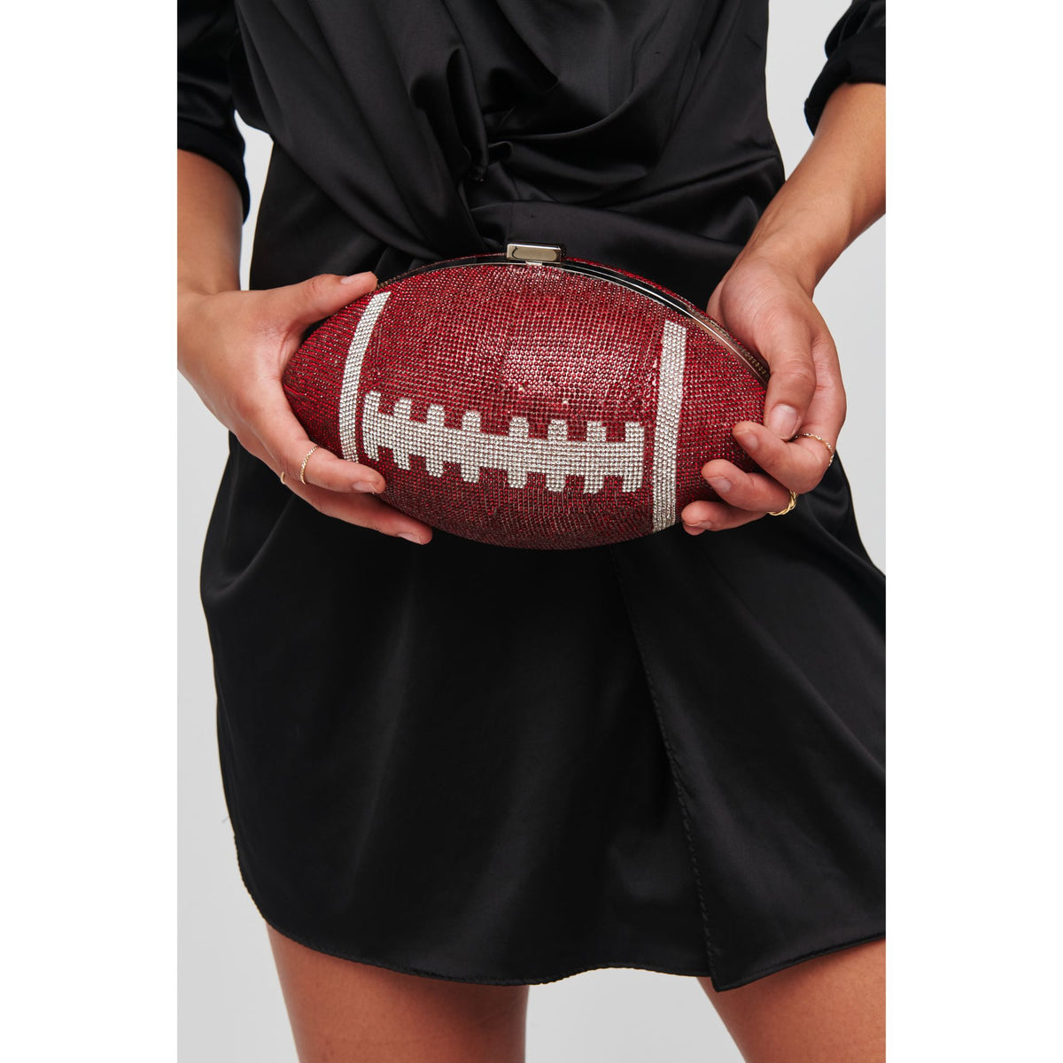 Woman wearing Burgundy Silver Urban Expressions Robbie Evening Bag 818209012256 View 1 | Burgundy Silver