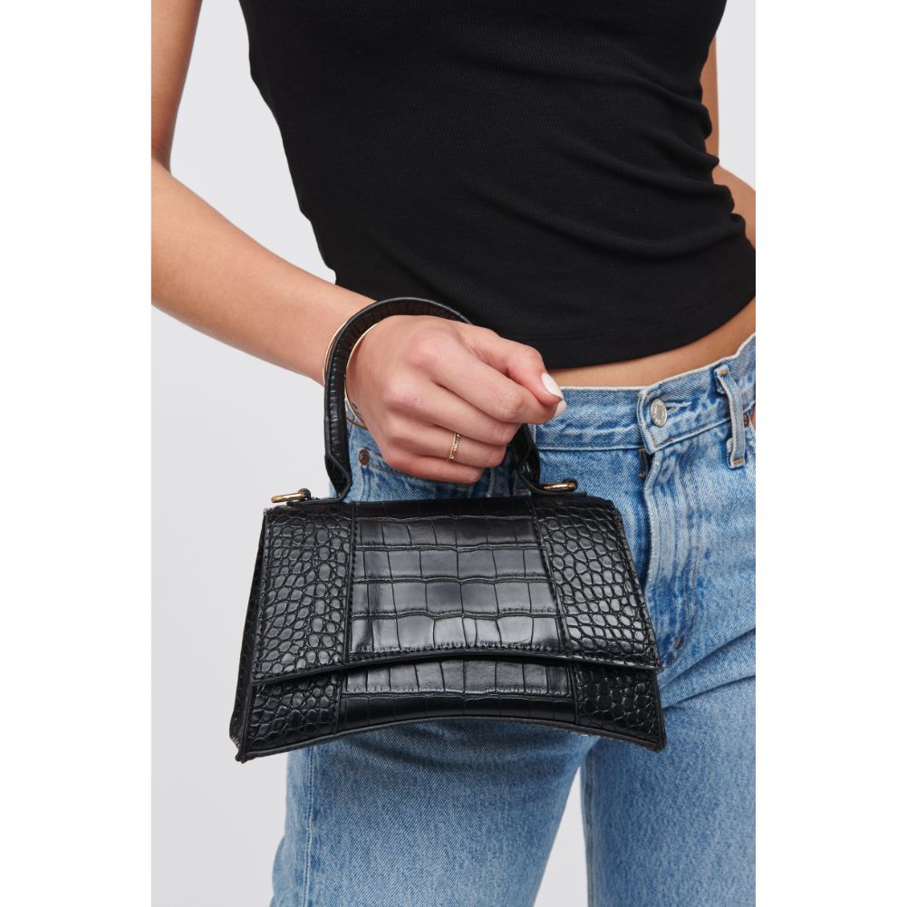 Woman wearing Black Urban Expressions Lucas - Croco Crossbody 818209018395 View 1 | Black