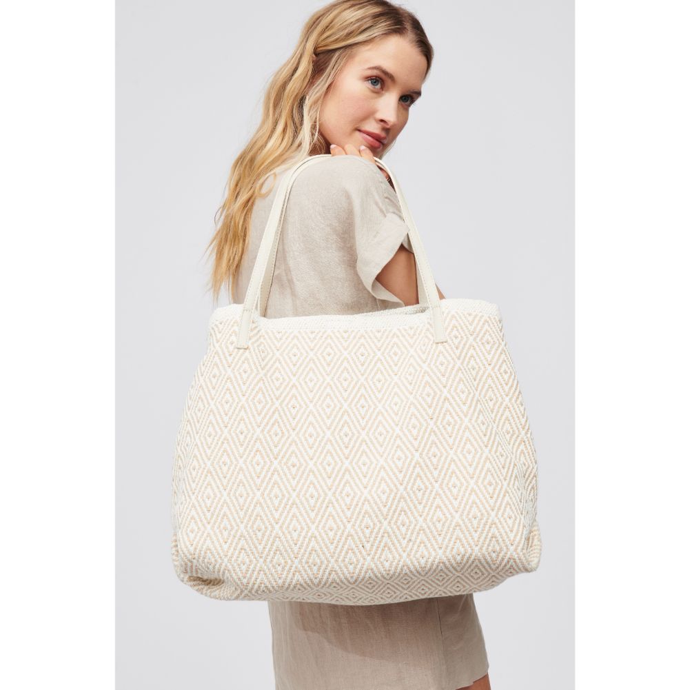 Woman wearing Beige Urban Expressions Katie Tote 818209017930 View 1 | Beige