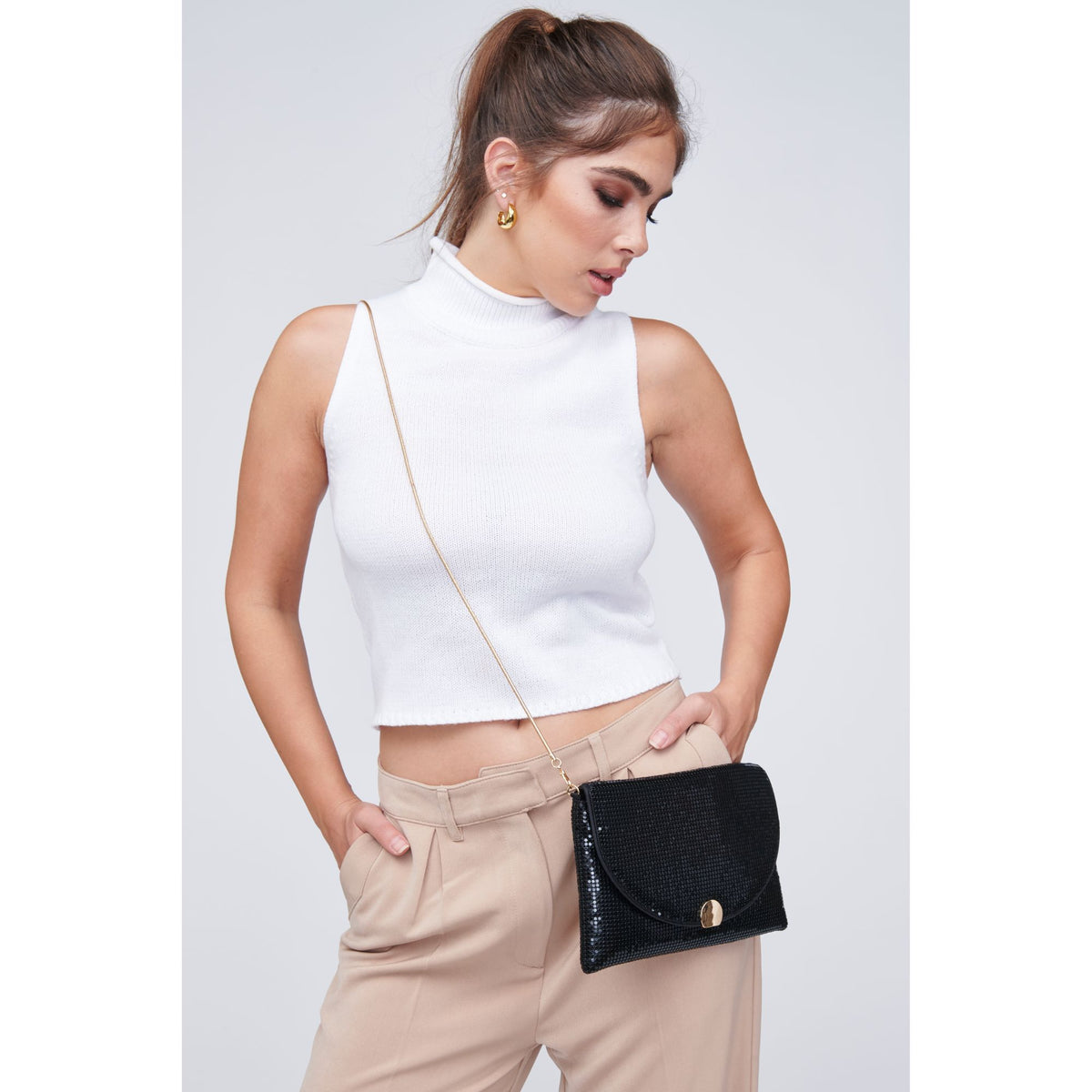 Woman wearing Black Urban Expressions Febe Evening Bag 818209011372 View 2 | Black